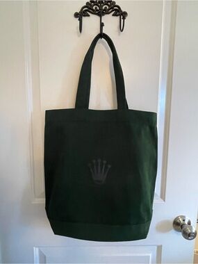 Rolex Dark Green Canvas Messenger Tote with Embroidered  Crown Emblem
